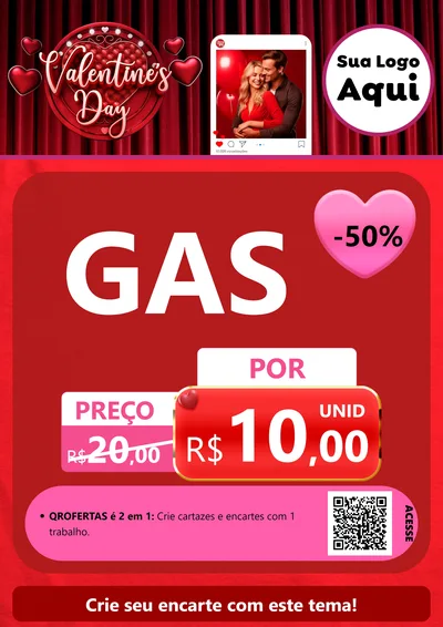 Modelo de Cartaz para Cartaz A4 Vertical com o tema Valentine's Day para Água e gás