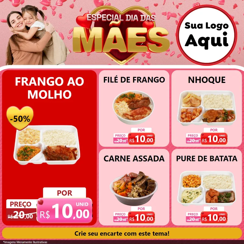 Modelo de Rede Social para Feed Facebook com o tema Especial Dia Das Mães para Restaurante