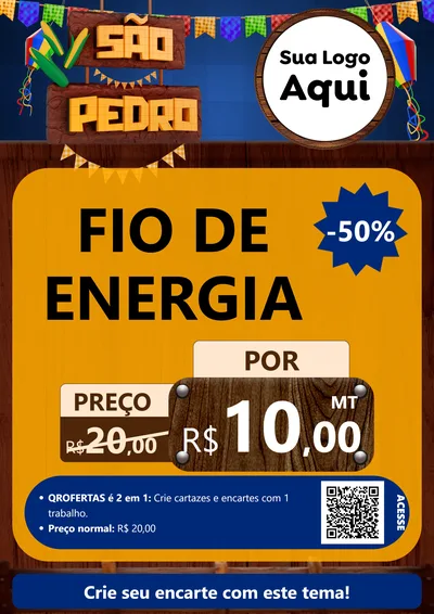 Modelo de Cartaz para Cartaz A4 Vertical com o tema São Pedro para Materiais Elétricos