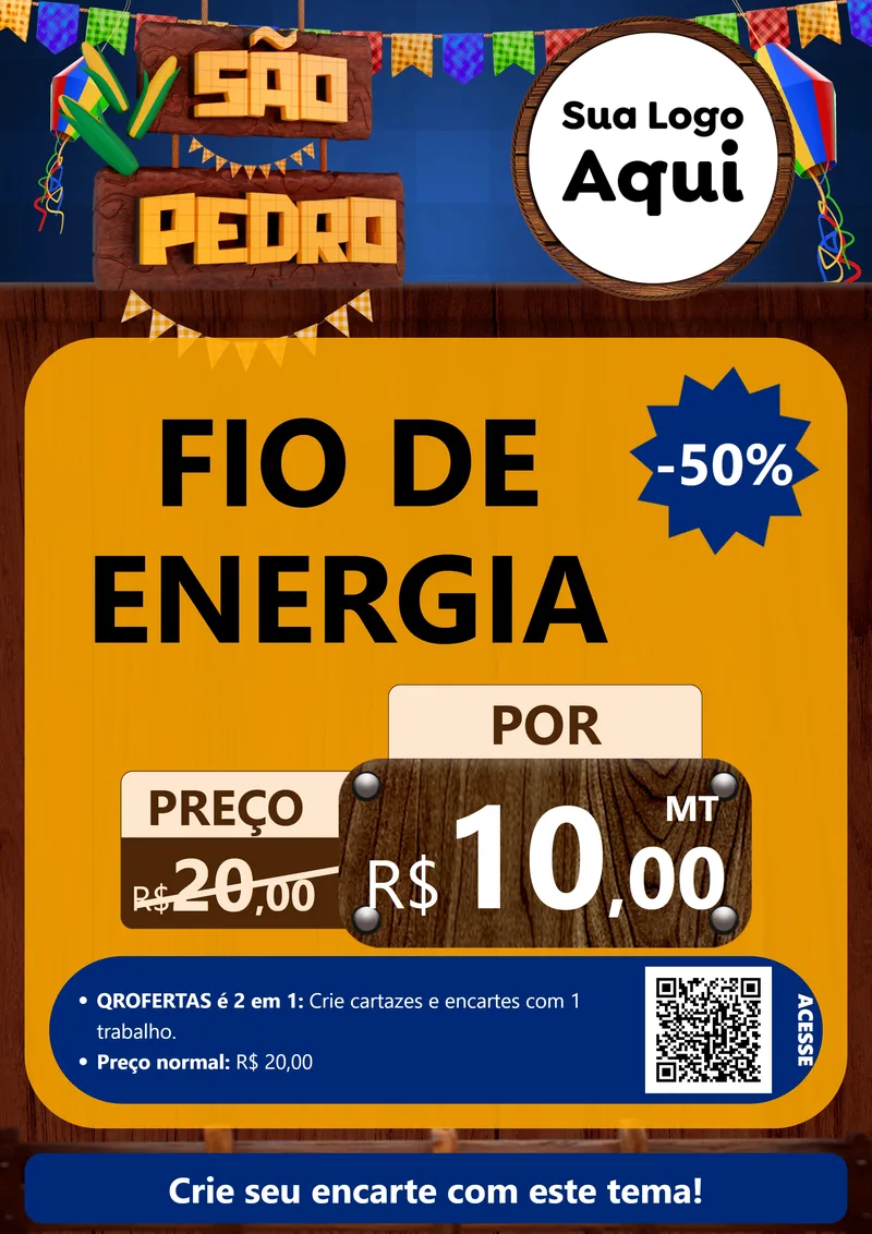 Modelo de Cartaz para Cartaz A4 Vertical com o tema São Pedro para Materiais Elétricos