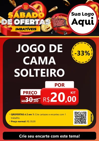Modelo de Cartaz para Cartaz A4 Vertical com o tema Sábado de Ofertas Imbatíveis para Cama, Mesa e Banho