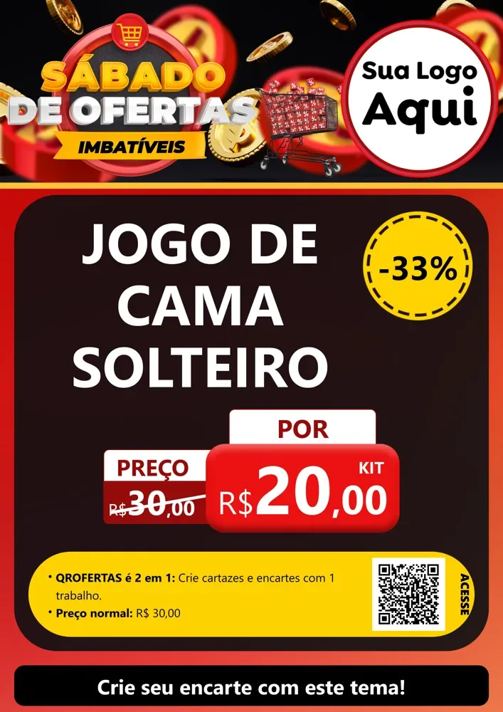 Modelo de Cartaz para Cartaz A4 Vertical com o tema Sábado de Ofertas Imbatíveis para Cama, Mesa e Banho