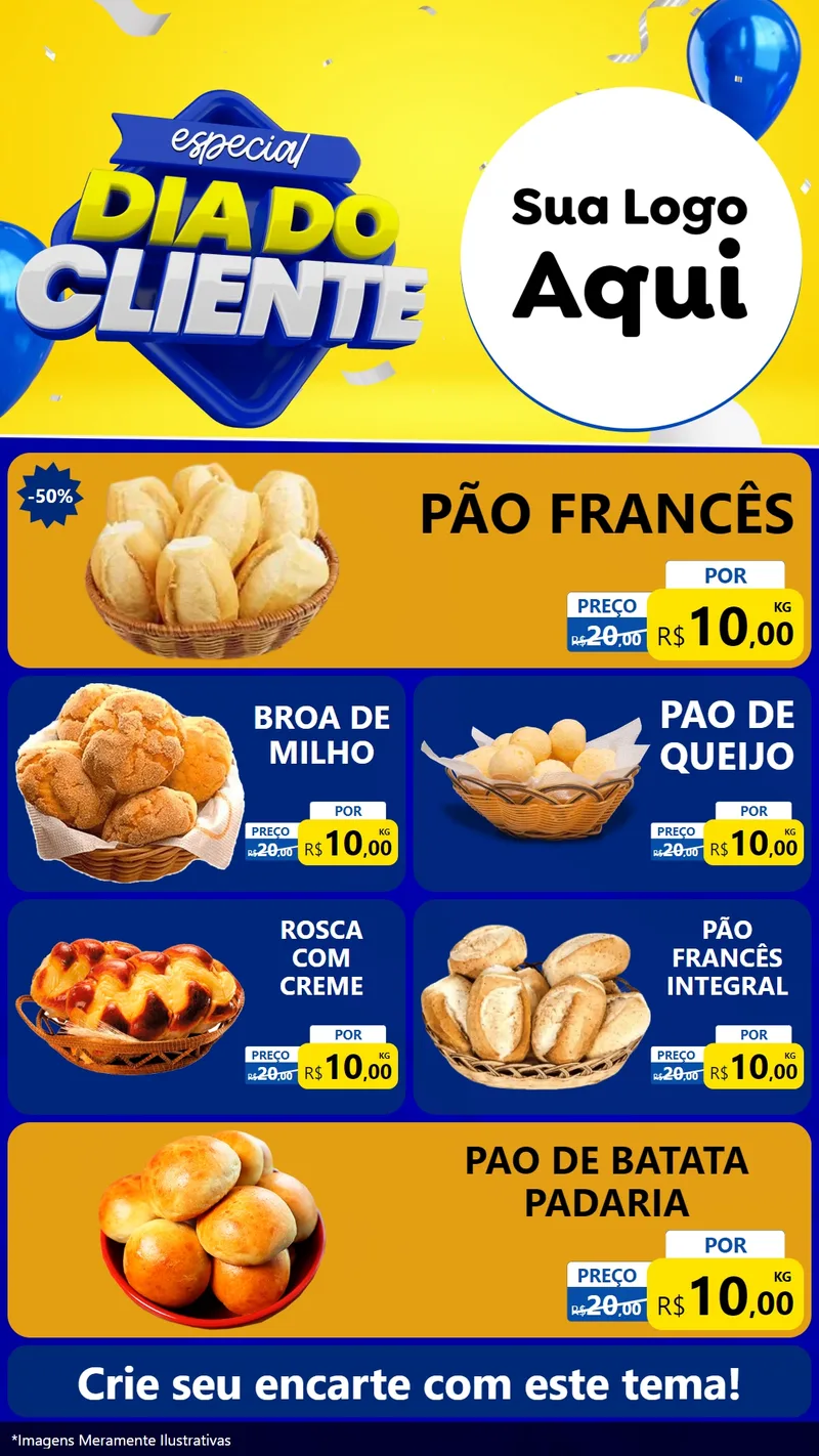 Modelo de TV para TV Vertical com o tema Especial Dia do Cliente para Padaria