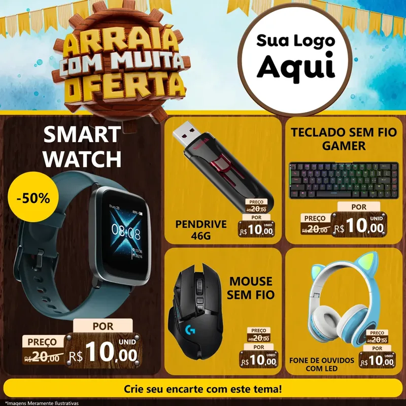 Modelo de Rede Social para Feed Facebook com o tema Ofertas de São João - Junina para Informática