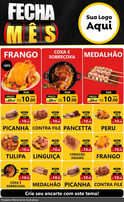 Modelo de Encarte para Encarte Grande com o tema Fecha Mês para Assados