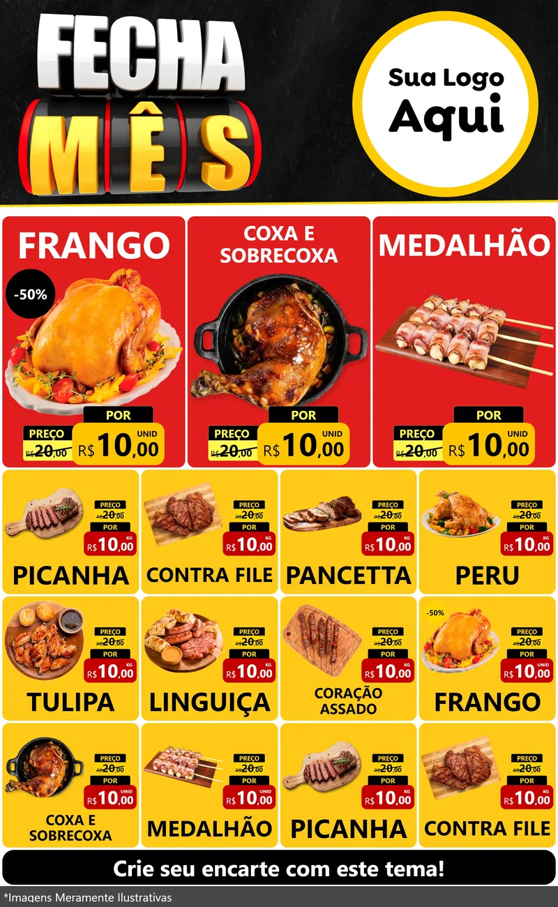 Modelo de Encarte para Encarte Grande com o tema Fecha Mês para Assados