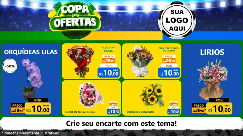 Modelo de TV para TV Horizontal com o tema Copa de Ofertas para Floricultura e jardim