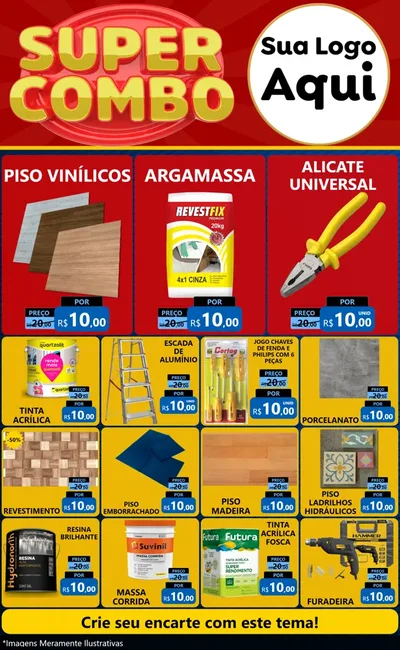 Modelo de Encarte para Encarte Grande com o tema Super Combo para Material para Construção