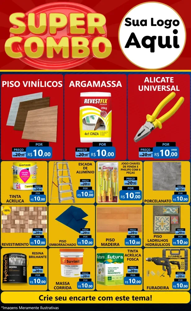 Modelo de Encarte para Encarte Grande com o tema Super Combo para Material para Construção
