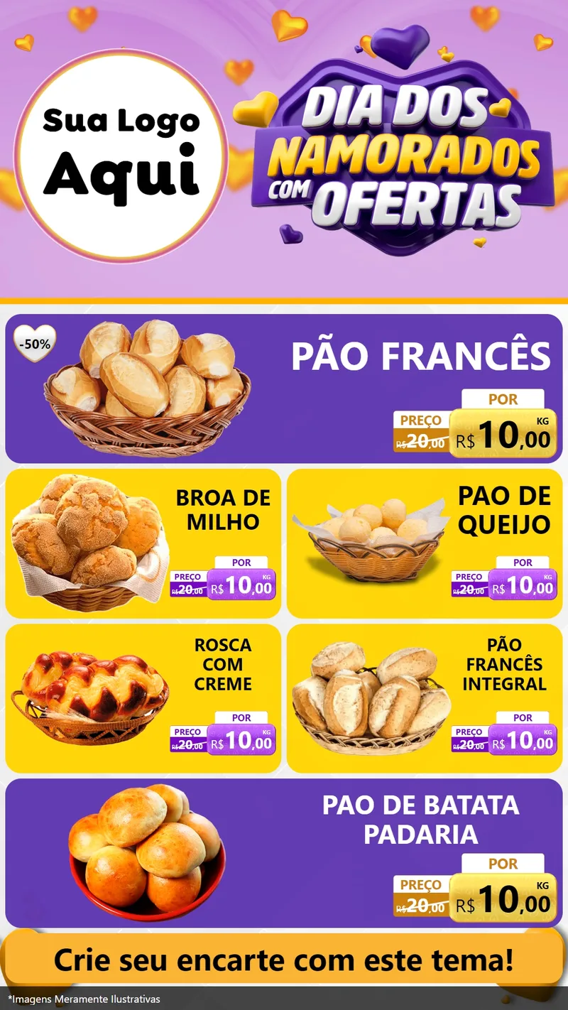 Modelo de TV para TV Vertical com o tema Dia Dos Namorados Com Ofertas para Padaria