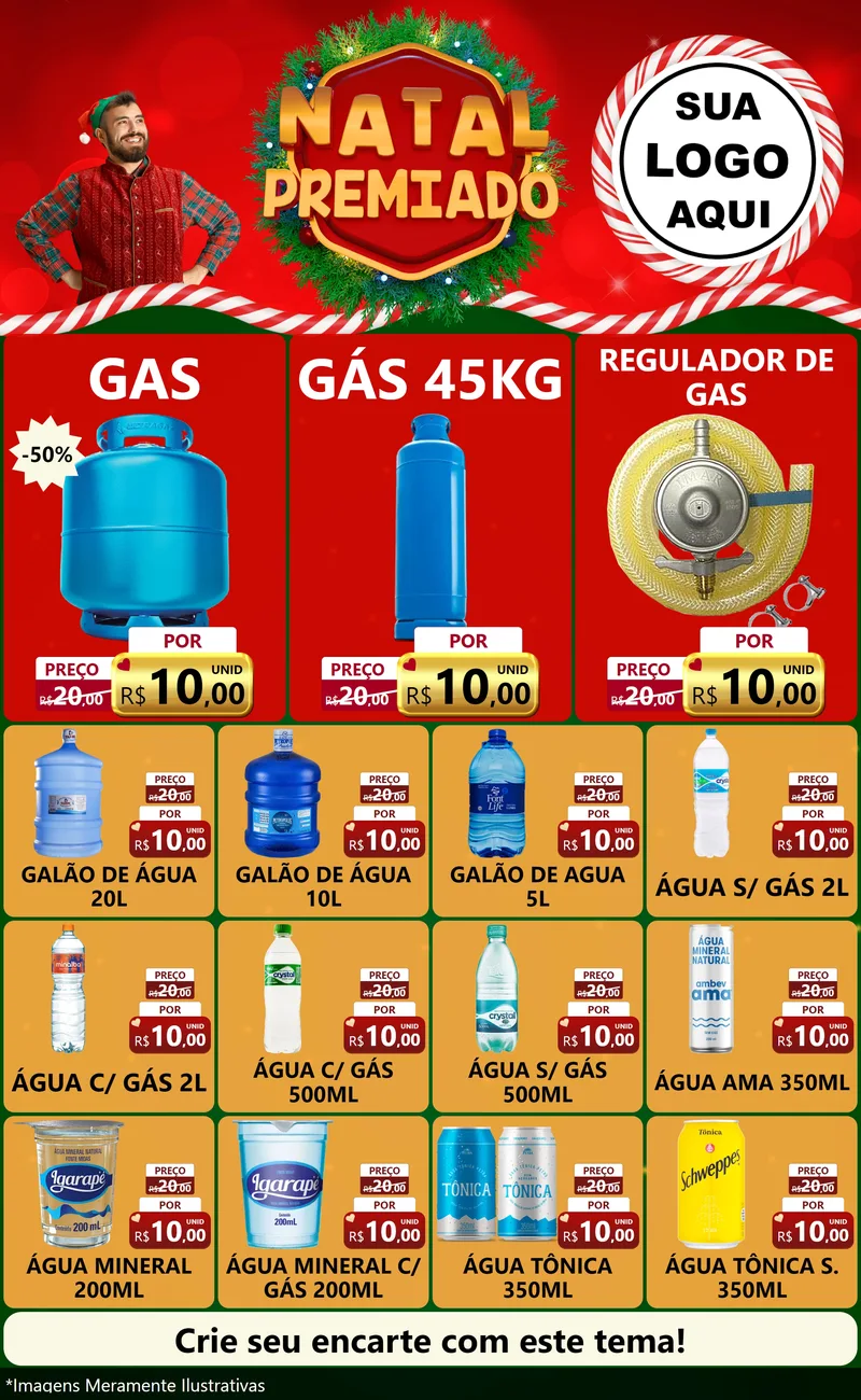 Modelo de Encarte para Encarte Grande com o tema Natal Premiado para Água e gás