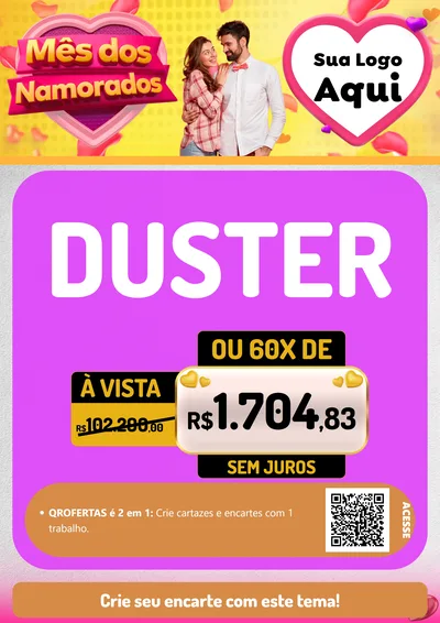 Modelo de Cartaz para Cartaz A4 Vertical com o tema Mês dos Namorados para Concessionaria de Carros
