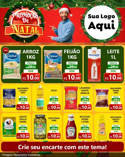 Modelo de Rede Social para Feed Instagram com o tema Promoção de Natal para Supermercado