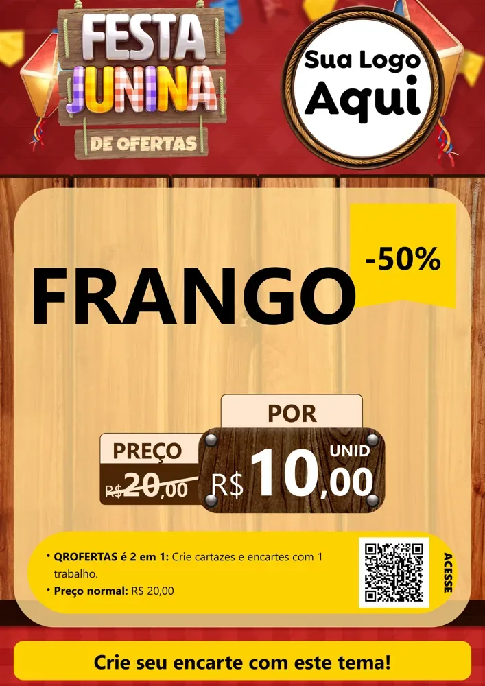 Modelo de Cartaz para Cartaz A4 Vertical com o tema Festa Junina de Ofertas para Assados