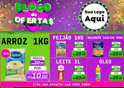 Modelo de Encarte para Encarte A4 Horizontal com o tema Bloco de Ofertas para Supermercado