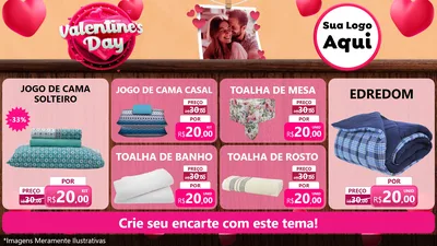 Modelo de TV para TV Horizontal com o tema Valentine's Day para Cama, Mesa e Banho