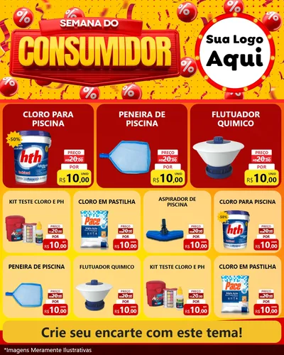 Modelo de Rede Social para Feed Instagram com o tema Semana do Consumidor para Produtos para Piscina
