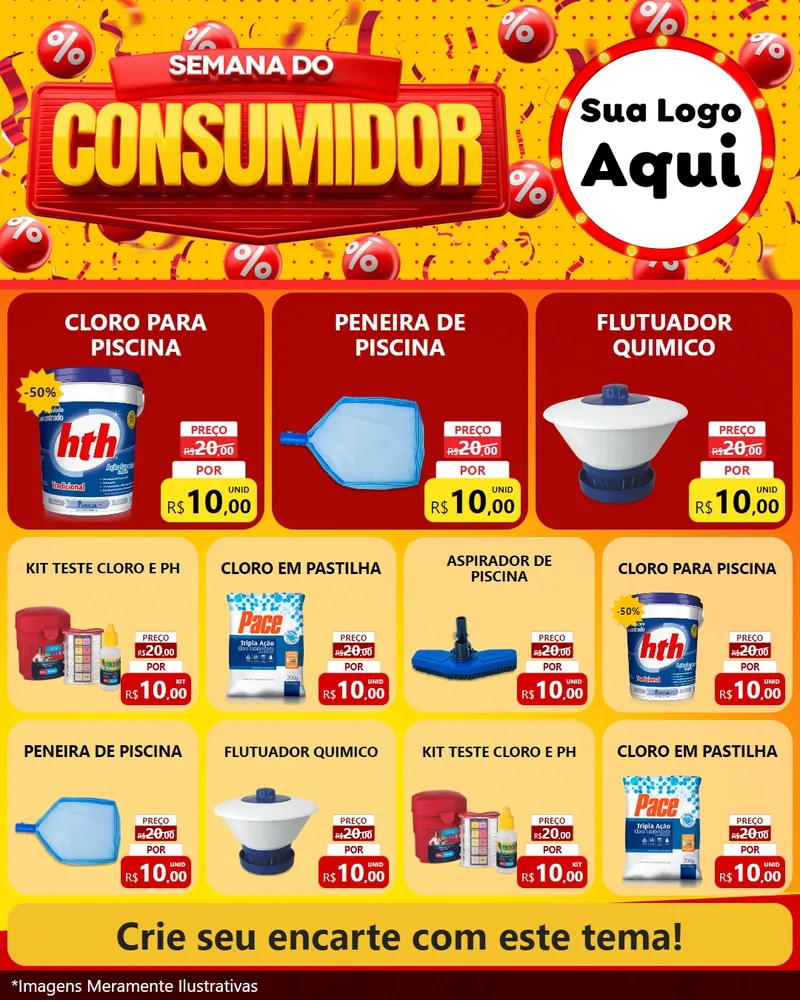 Modelo de Rede Social para Feed Instagram com o tema Semana do Consumidor para Produtos para Piscina