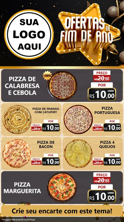 Modelo de TV para TV Vertical com o tema Ofertas de Fim de Ano para Pizzaria