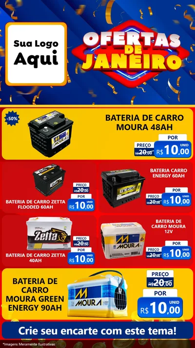 Modelo de TV para TV Vertical com o tema Ofertas de Janeiro para Baterias Elétricas