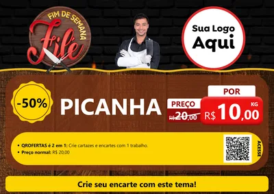 Modelo de Cartaz para Cartaz A4 Horizontal com o tema Fim de Semana Filé para Açougue