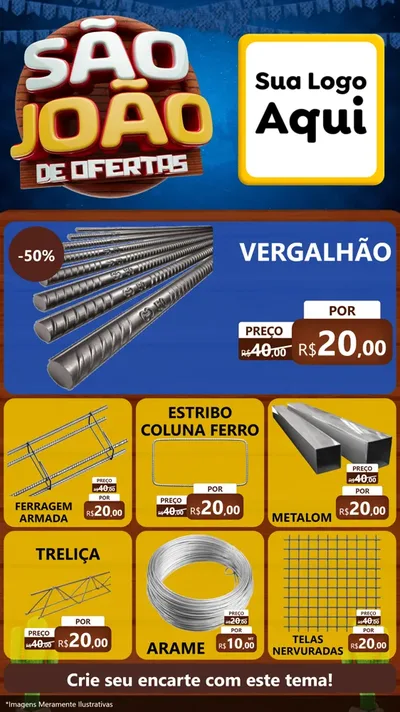 Modelo de Rede Social para Stories com o tema São João Ofertas Imbatíveis! - Junina para Ferragens