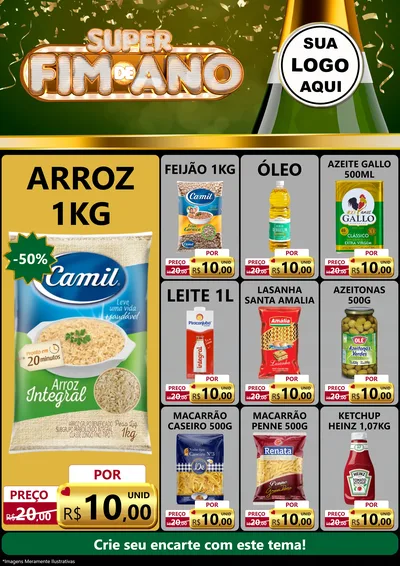 Modelo de Encarte para Encarte A4 Vertical com o tema Super Fim de Ano para Supermercado