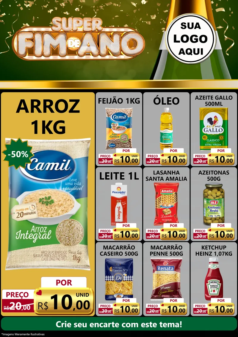 Modelo de Encarte para Encarte A4 Vertical com o tema Super Fim de Ano para Supermercado
