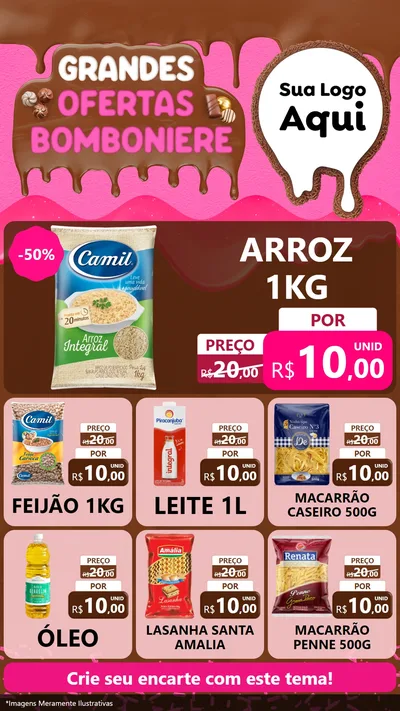 Modelo de Rede Social para Stories com o tema Grandes Ofertas Bomboniere para Supermercado