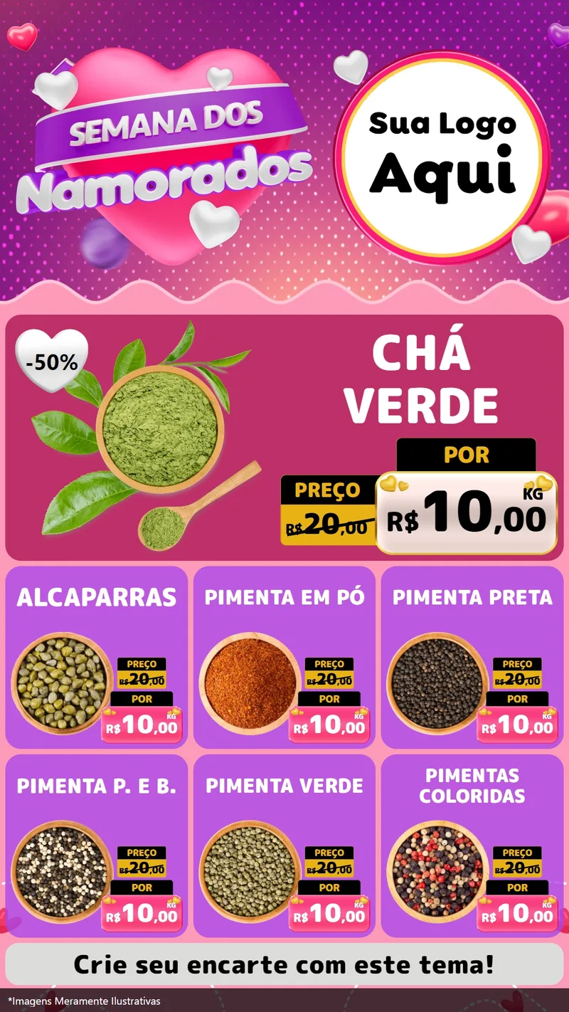 Modelo de Rede Social para Stories com o tema Semana dos Namorados para Produtos Naturais