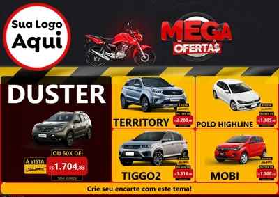 Modelo de Encarte para Encarte A4 Horizontal com o tema Mega Ofertas - Motopeças para Concessionaria de Carros