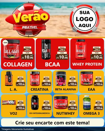 Modelo de Rede Social para Feed Instagram com o tema Verão Imbatível para Suplementos alimentares