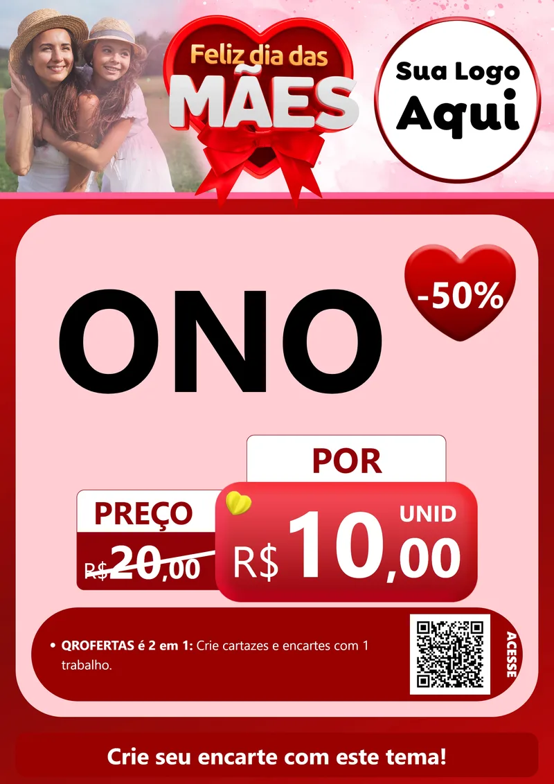 Modelo de Cartaz para Cartaz A4 Vertical com o tema Feliz Dia Das Mães para Óticas