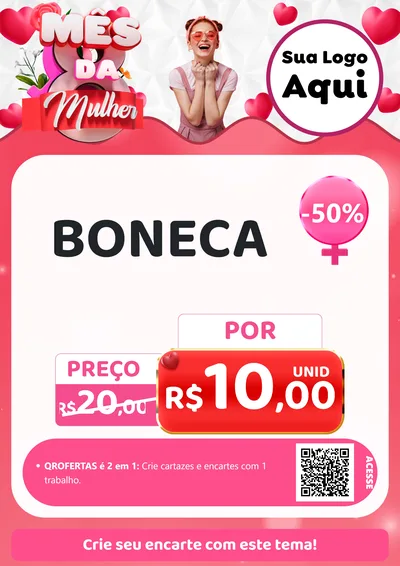 Modelo de Cartaz para Cartaz A4 Vertical com o tema Mês da Mulher para Brinquedos