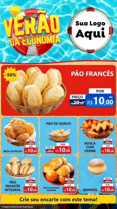 Modelo de Rede Social para Stories com o tema Verão da Economia para Padaria