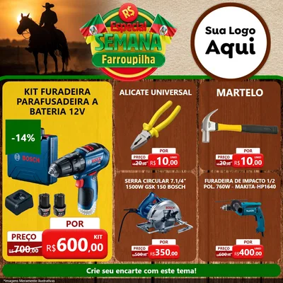 Modelo de Rede Social para Feed Facebook com o tema Especial Semana Farroupilha para Maquinas e Ferramentas