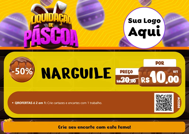 Modelo de Cartaz para Cartaz A4 Horizontal com o tema Liquidação de Páscoa para Tabacaria