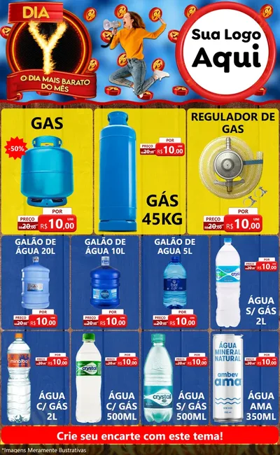 Modelo de Encarte para Encarte Grande com o tema Dia Y - O Dia Mais Barato Do Mês para Água e gás
