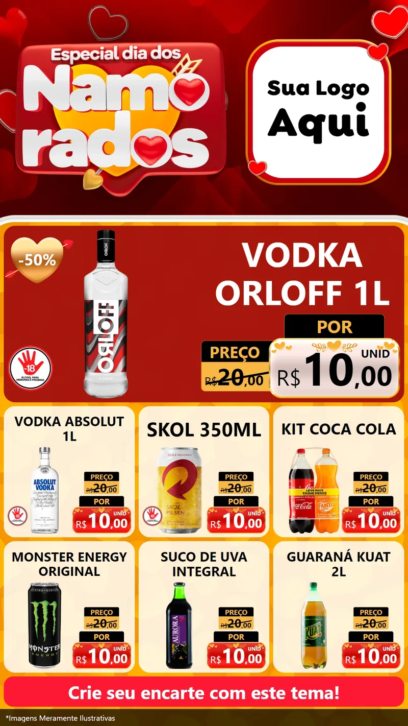 Modelo de Rede Social para Stories com o tema Especial Dia dos Namorados para Distribuidora de bebidas