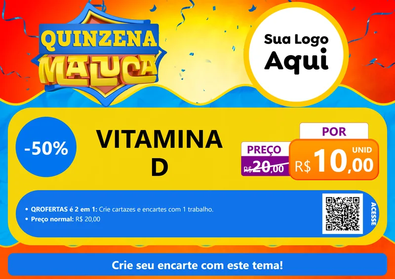 Modelo de Cartaz para Cartaz A4 Horizontal com o tema Quinzena Maluca para Farmácia