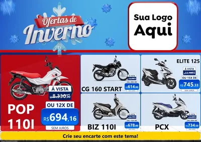 Modelo de Encarte para Encarte A4 Horizontal com o tema Ofertas de Inverno para Concessionaria de Motos