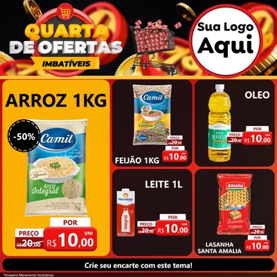 Modelo de Rede Social para Feed Facebook com o tema Quarta de Ofertas Imbatíveis para Supermercado