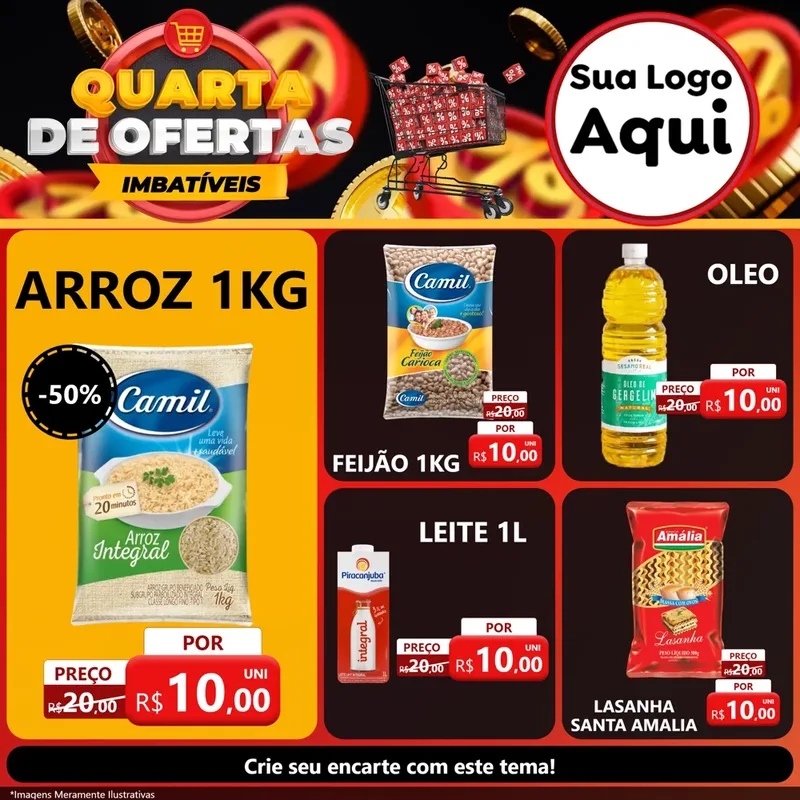 Modelo de Rede Social para Feed Facebook com o tema Quarta de Ofertas Imbatíveis para Supermercado