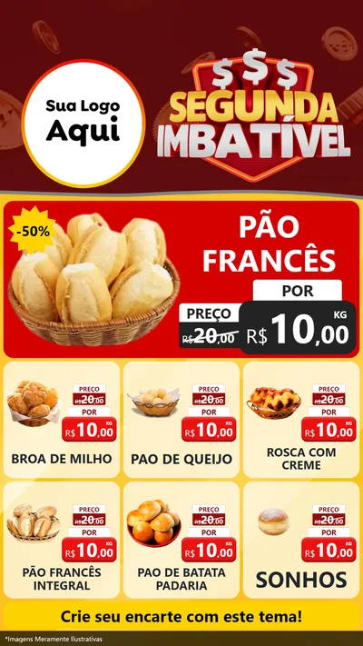 Modelo de Rede Social para Stories com o tema Segunda Imbatível para Padaria
