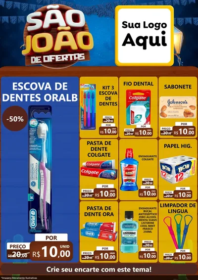 Modelo de Encarte para Encarte A4 Vertical com o tema São João Ofertas Imbatíveis! - Junina para Higiene Pessoal
