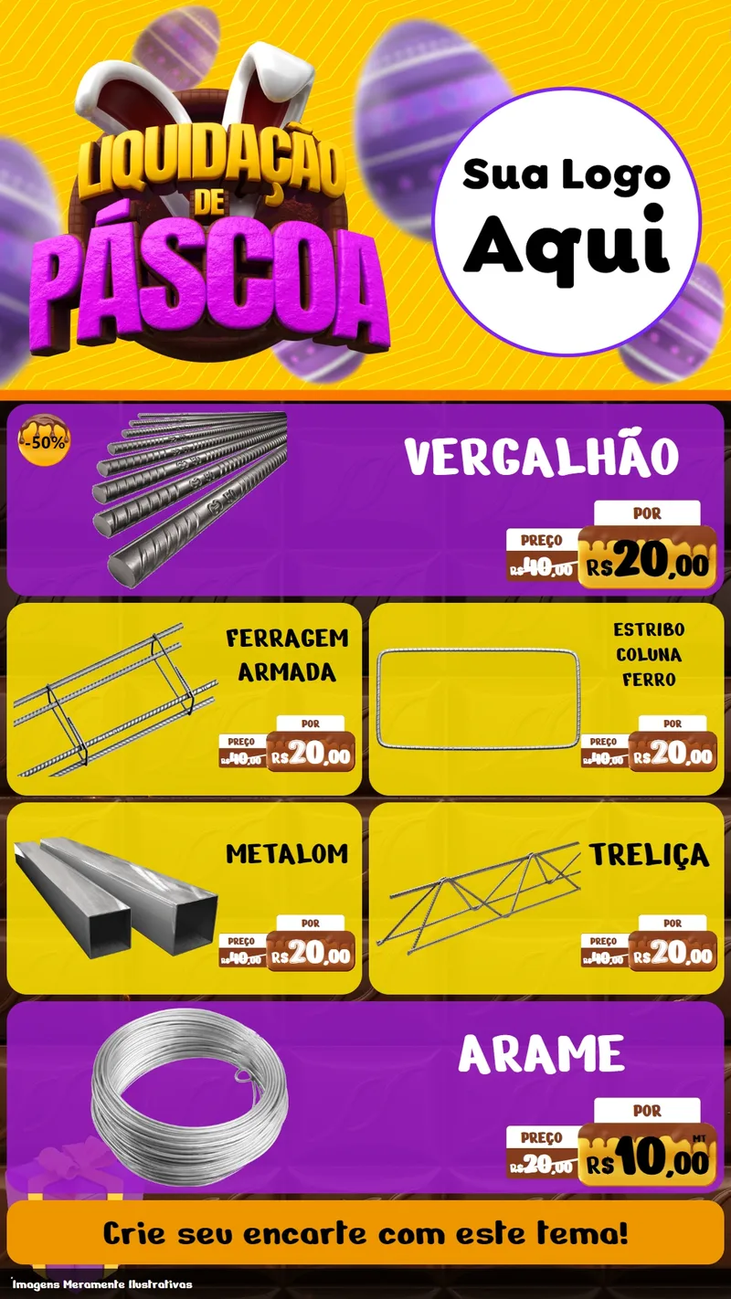 Modelo de TV para TV Vertical com o tema Liquidação de Páscoa para Ferragens