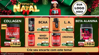 Modelo de TV para TV Horizontal com o tema Ofertas de Natal para Suplementos alimentares