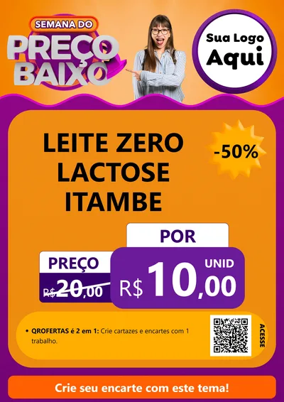 Modelo de Cartaz para Cartaz A4 Vertical com o tema Semana do Preço Baixo para Frios e Laticínios