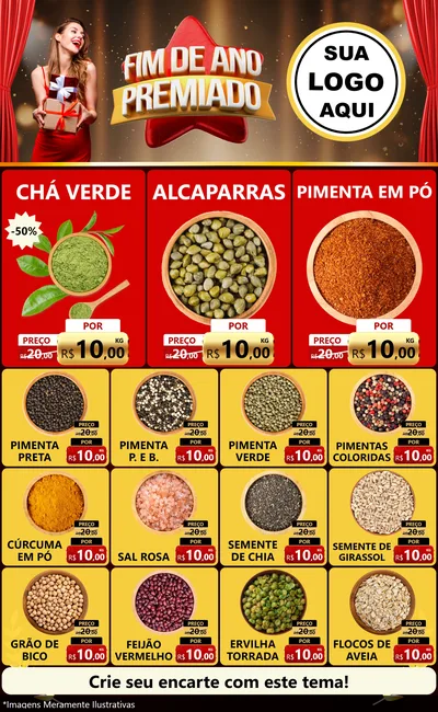Modelo de Encarte para Encarte Grande com o tema Fim de Ano Premiado para Produtos Naturais