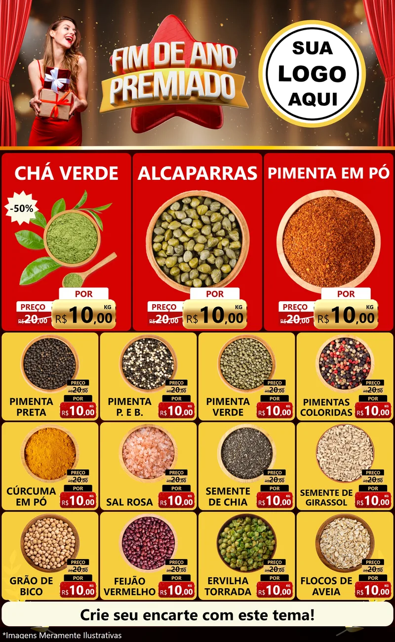 Modelo de Encarte para Encarte Grande com o tema Fim de Ano Premiado para Produtos Naturais